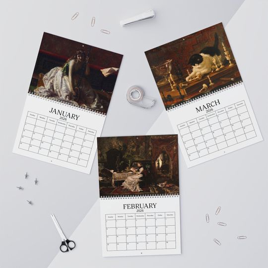 Discover Elegant Art Calendar 2026, Monthly Planner, Home Decor, Gift Idea, Desk Calendar, Art Lovers Inspiration, 2026 Classical calendar