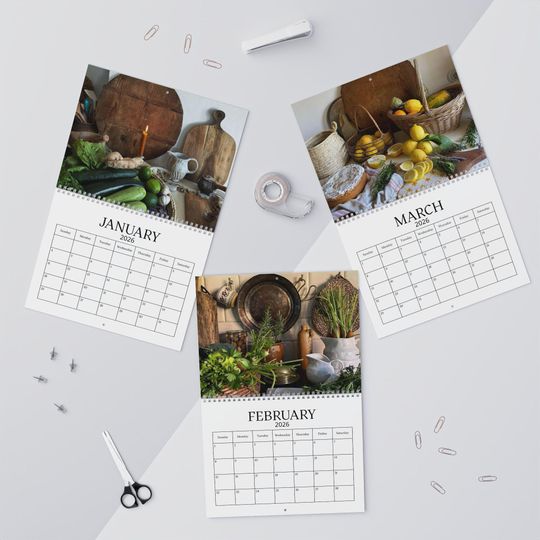 Discover 2026 Rustic Kitchen Calendar, Farmhouse Food calendar, Vintage Culinary Decor for Home and Kitchen, Home Decor, calendar for kitchen