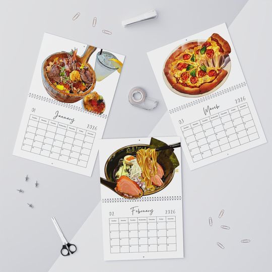 Discover 2026 Kitchen Calendar, Food Art planner , Dessert Calendar, culinary art, 2026 Food Photography, Cooking Art, Colorful Kitchen Decor