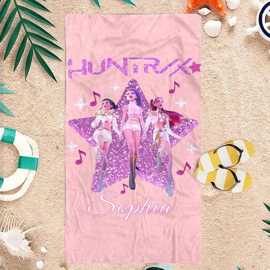 Discover Personalized Huntrix Kpop Girl Anime Towel,Custom Name Beach Pool Towel,Thoughtful Gift for Kpop Fans of All Ages,Beach Days Pool Parties