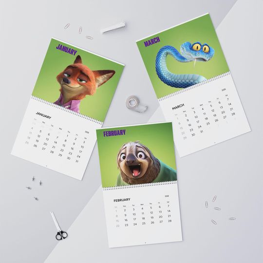 Discover Disney Zootopia Desk Calendar Table 2026, Judy Hopps and Nick Wilde- Zootopia Monthly Wall Calendar, Disney Calendar 2026
