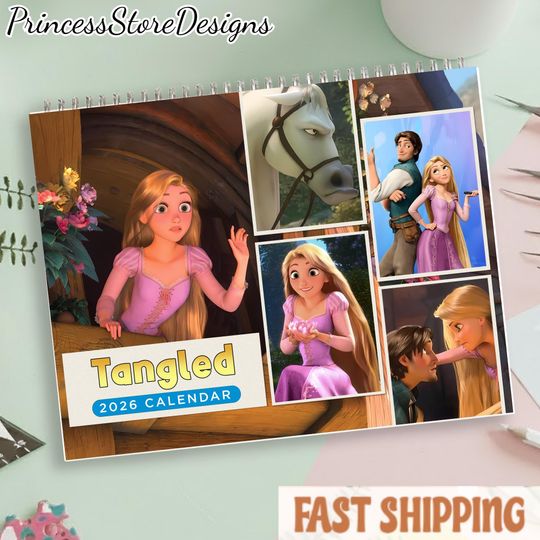Discover Rapunzel 2026 Wall Calendar, 2026 Wall Calendar, Yearly Calendar, Monthly Planner, Fairy Tale Decor, Gift for Disney Fans, Disney Princess