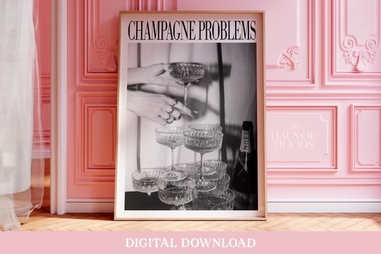 Discover Champagne Problems Poster - Retro Aesthetic Wall Art for Music Decor