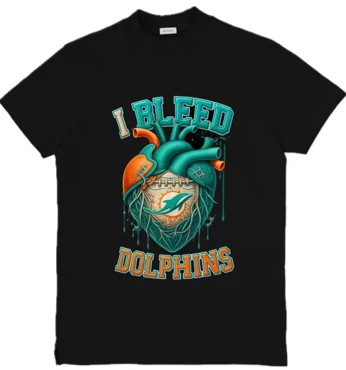Discover I Bleed Miami Dolphins football Custom Graphic T-Shirt Size S-3XL