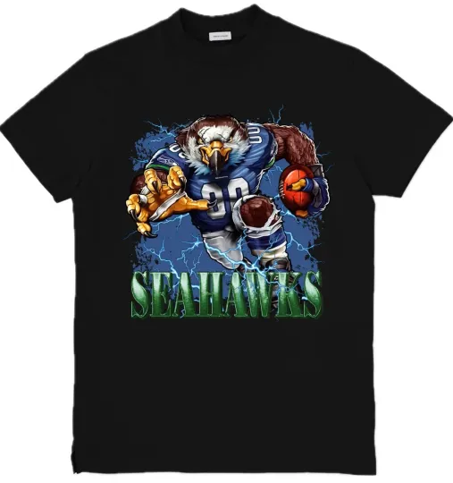 Discover Seattle Seahawks Mascot  football Custom Graphic T-Shirt Size S-3XL