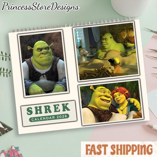Discover Shrek Calendar 2026, Shrek Wall Calendar, New Year Room Decor, Fairy Tales Monthly Planner, Bedroom Decor for Girls