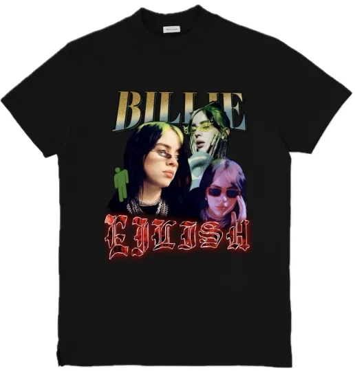 Discover Billie Eilish Custom Hip Hop Rap Music Artist T-Shirt Top Tee Unisex