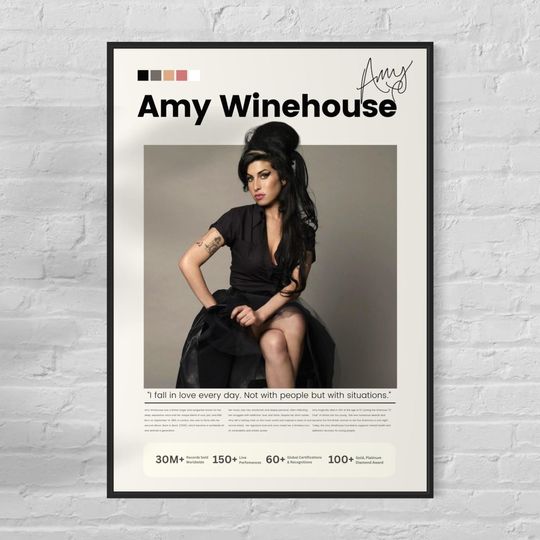 Discover Amy Winehouse wall art - Amy Winehouse poster - Retro soul music print -
