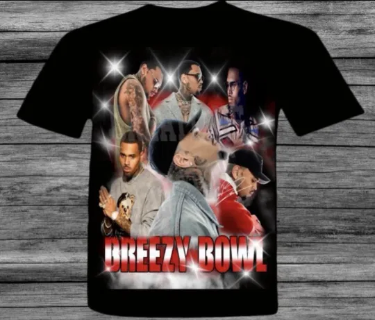 Discover Chris Brown Breezy Bowl Custom Unisex Inspired Graphic T-Shirt Top S-3XL