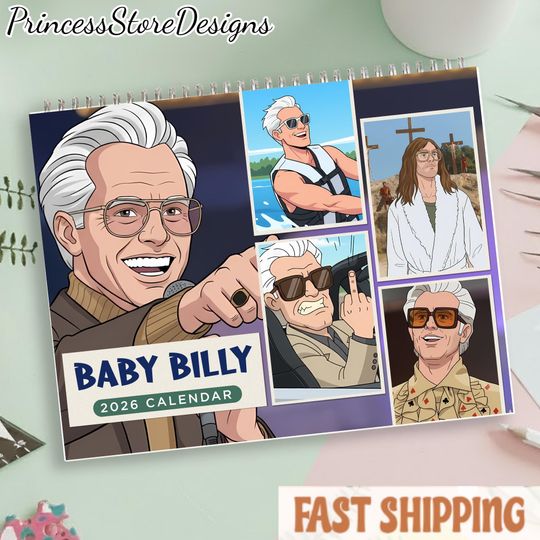 Baby Billy Cartoon Calendar, Freeman Calendar, Funny TV Character Comedy Planner, Baby Billy Monthly Art Gift, Colorful Fan Collectible