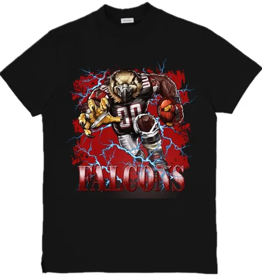 Atlanta Mascot  football Custom Graphic T-Shirt Size S-3XL
