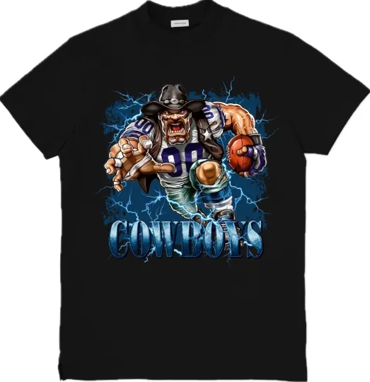 Dallas Mascot  football Custom Graphic T-Shirt Size S-3XL