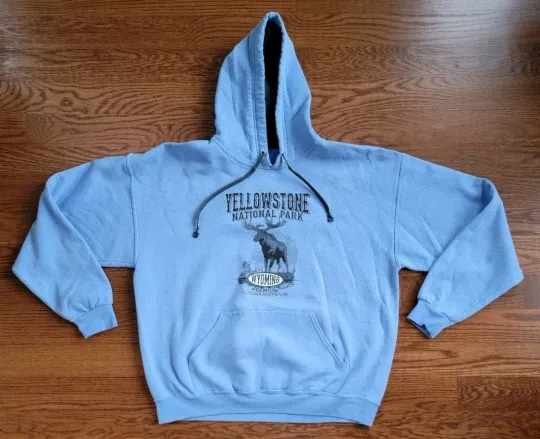 Discover YStone National Park Hoodie Size XL Moose Wyoming Graphic Tourism Travel