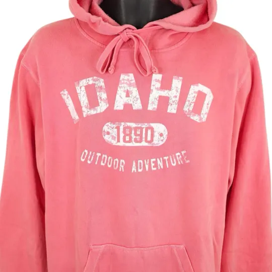 Discover Idaho Sweatshirt Hoodie Mens Size Medium Pink Outdoor Adventure Destination