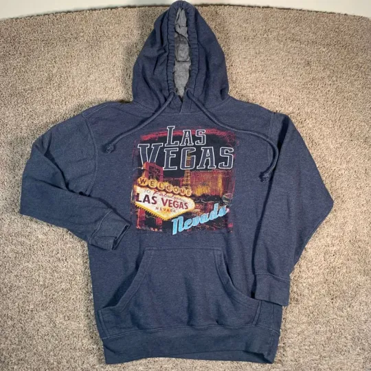 Discover Blue Kay Las Vegas Nevada Souvenir Graphic Hoodie Sweatshirt Welcome Sign Small
