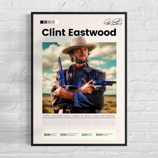 Discover Clint Eastwood wall art - Clint Eastwood print - Cowboy movie poster - Western art print