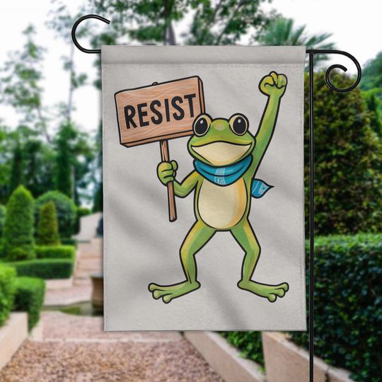 Portland Frog Protest Garden Flag, Resist FrogFlag, Anti Establishment Deportation Resistance Flag, Protect Democracy