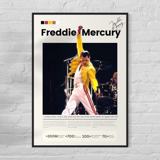 Discover Freddie Mercury Wall Art - Vintage Music Print - Rock Icon Poster - Vertical Matte Poster