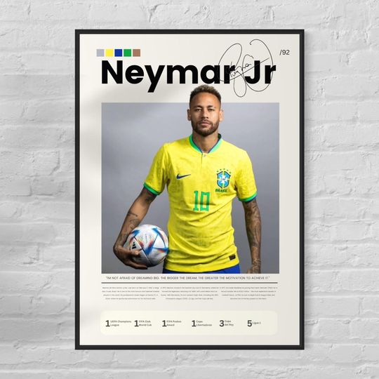 Neymar Jr Wall Art - Brazil Football Poster - Football Legend Vertical Poster