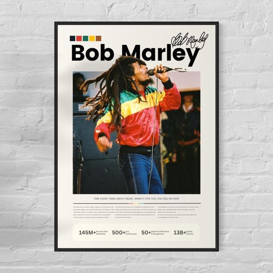Bob Marley Wall Art - Reggae Music Poster - Vertical Premium Matte Poster - Reggae Fan Gift