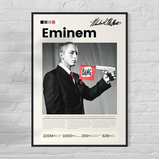 Discover Eminem Wall Art - Rap Icon Poster - Old School Hip Hop Print