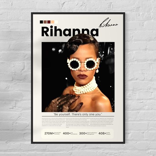 Rihanna Wall Art - Rihanna Poster - Aesthetic Print - Glamorous Vertical Poster