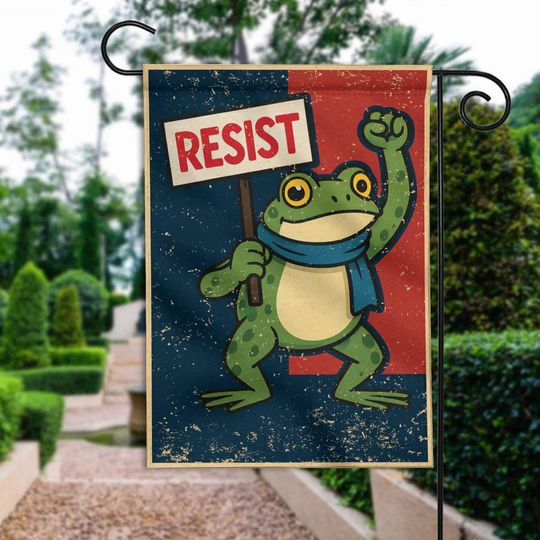 Frog Resist Garden Flag, Portland Frog Resist Protest Flag, Resist Fascism Protest, Protect Democracy Anti Fascism Flag