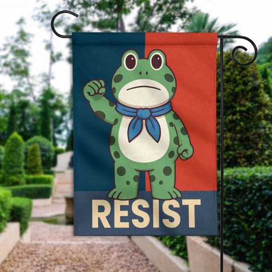 Discover Frog Resist Garden Flag, Portland Frog Resist Protest Flag, Resist Fascism Protest, Protect Democracy Anti Fascism Flag