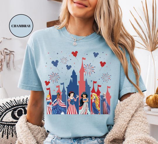 Discover Disney 4th Of July Shirt, Princess 250th Anniversary Sweatshirt, 250 Fourth Semiquincentennial Independence Gift Comfort Colors