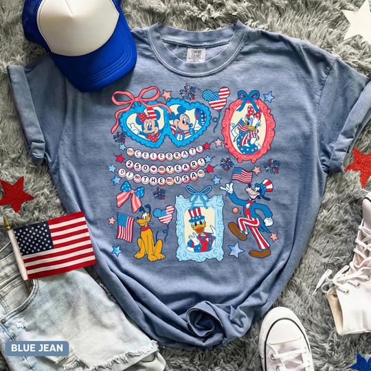 Discover Disney America 250th Anniversary Comfort Colors Shirt, Celebrate 250 Years Of Usa T-Shirt, Patriotic Mickey And Friends 4th Of July Tee
