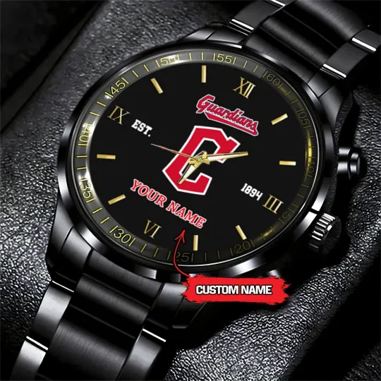 Discover Personalized Cleveland Baseball Guardianss Team Men Black Stainless Steel Watch