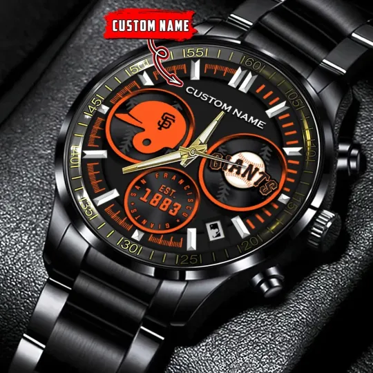 Discover Personalized San Francisco Baseball Giantss Team Men Black Stainless Steel Watch