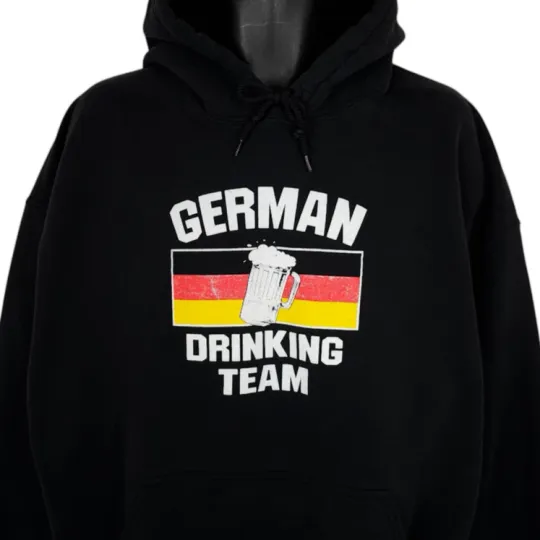 Discover German Drinking Team Sweatshirt Hoodie Mens Size 2XL Black Beer Germany Pullover