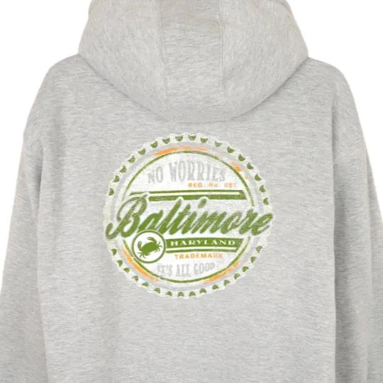 Discover Vintage Baltimore Maryland Sweatshirt Hoodie Mens Size Large Gray Full Zip Up