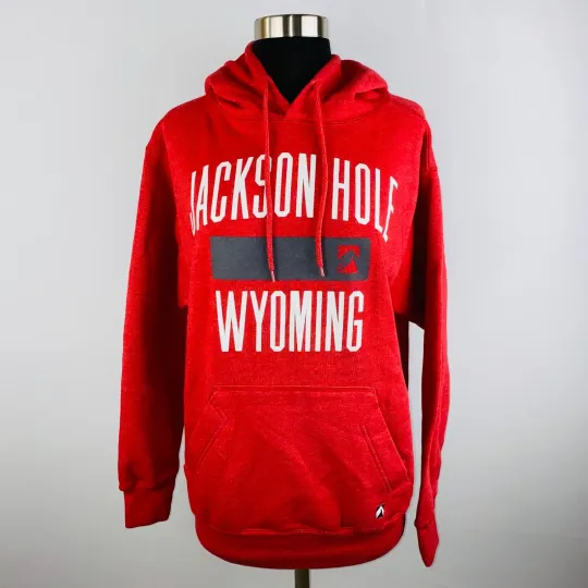 Discover Jackson Hole Unisex Wyoming Travel Tourist Destination Red Hooded Sweatshirt S