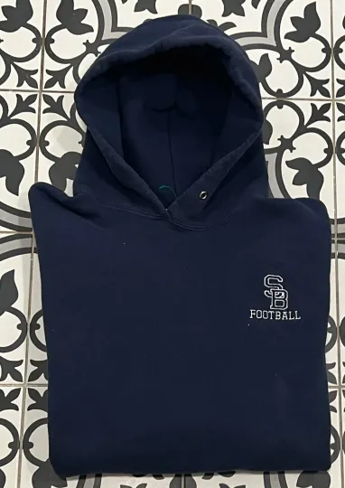 Discover Vintage Blue Hoodie SB Football 1990s Jumper Sweatshirt Mens Large