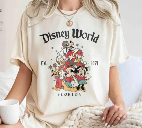 Discover Retro Disney World Mickey and Friends Christmas Comfort Colors cute hot