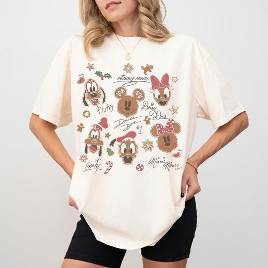 Discover Vintage Disney Mickey Gingerbread Shirt, Mickey and Friends Gingerbread Signatures Shirt, Mickey Friends Christmas Shirt, Christmas Trip Tee