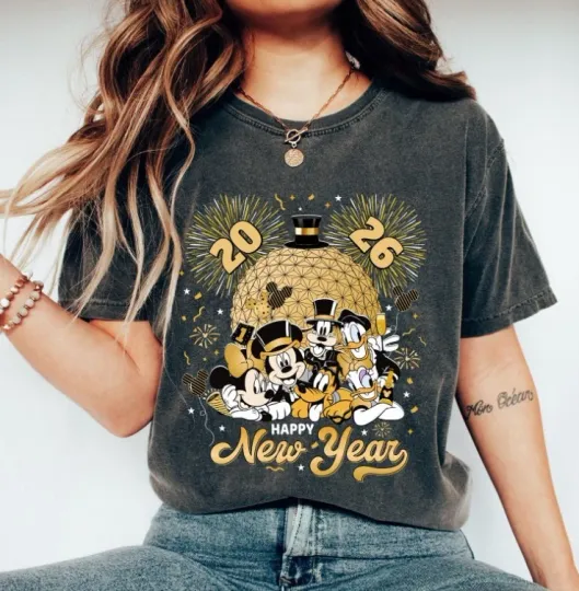 Discover Disney New Year 2026 Shirt Mickey and Friends Happy New Year Comfort Color shirt