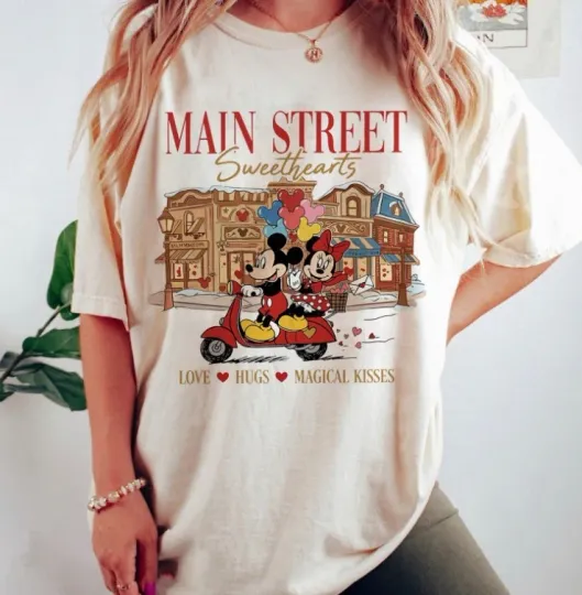 Discover Comfort Colors Disney Main Street Shirt, Mickey & Minnie Valentine shirt Mickey