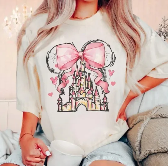Discover Disney Coquette Bows Comfort Color Shirt, WDW Coquette Shirt, Magic Kingdom Shir