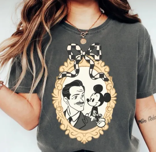 Discover Coquette Bow Retro Mickey Shirt, Checkered Walt Disney Comfort Colors shirt