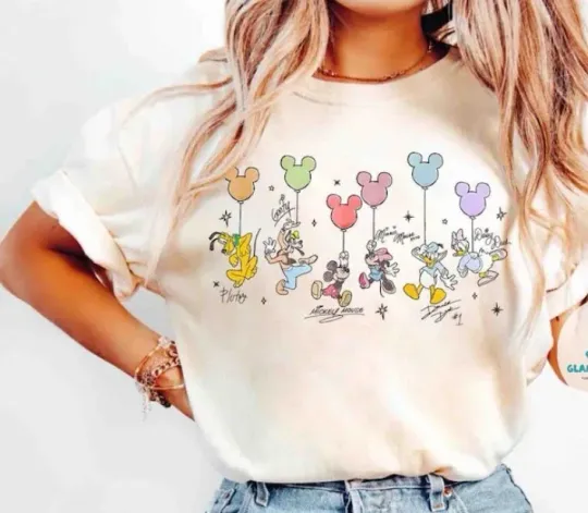 Discover Retro Disney Mickey And Friends Signatures Comfort Colors Shirt Disney trending