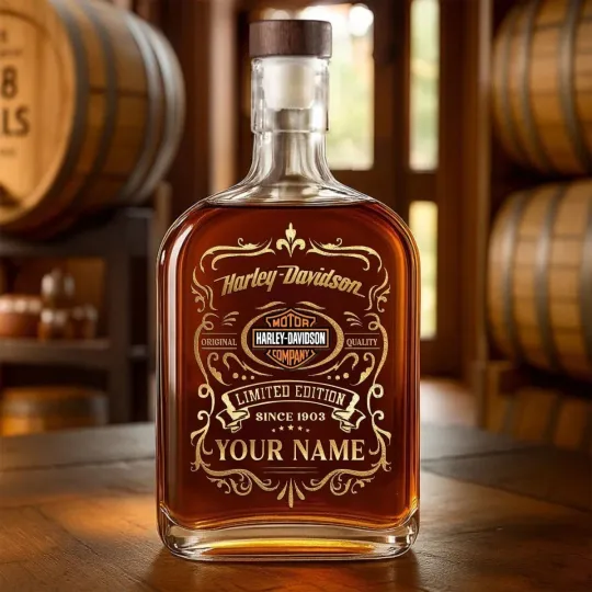 Discover Personalized Harley Motor Davidsonn Racing Whiskey Decanter Whiskey Bottle Gift