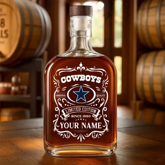 Discover Personalized Dallas Football Cowboyss Team Whiskey Decanter Whiskey Bottle Gift