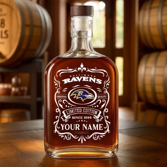 Discover Personalized Baltimore Football Ravenss Team Whiskey Decanter Whiskey Bottle
