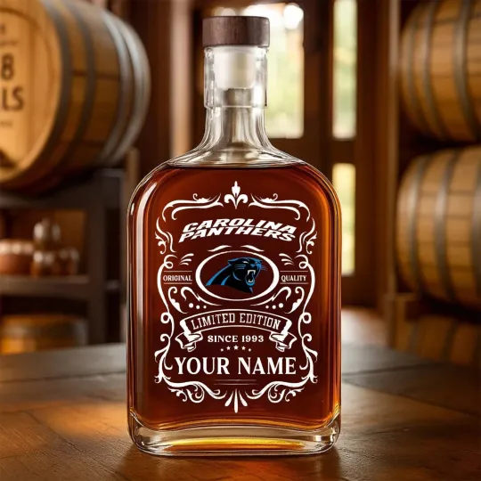 Discover Personalized Carolina Football Pantherss Team Whiskey Decanter Whiskey Bottle