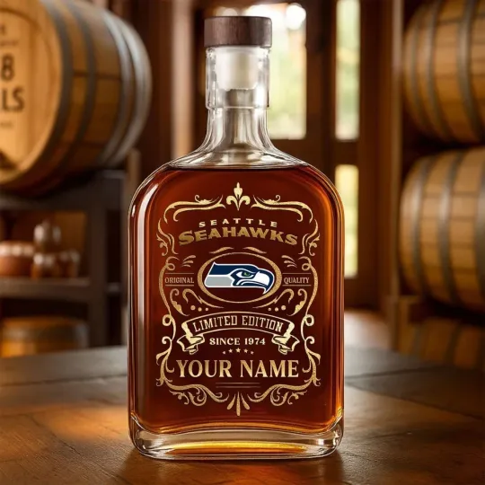Discover Personalized Seattle Football Seahawkss Team Whiskey Decanter Whiskey Bottle