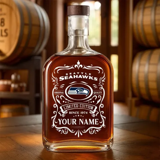 Discover Personalized Seattle Football Seahawkss Team Whiskey Decanter Whiskey Bottle