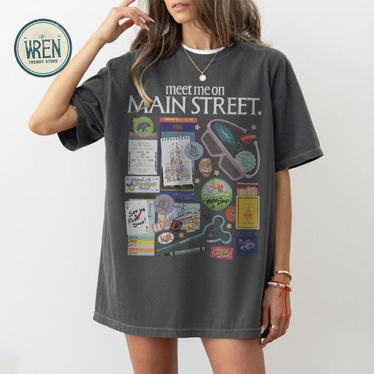 Discover Meet Me On Main Street T-Shirt, Disney Main Street USA Vintage Tee, Magic Kingdom Nostalgic Shirt